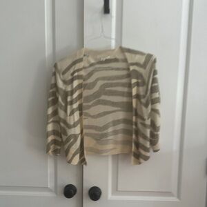Banana Republic Beige and Gray Striped Women's Shrug